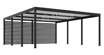 CarPort PREMIUM - Wiata samochodowa Zabudowana tył - 6x5,5 - Antracyt AG1037