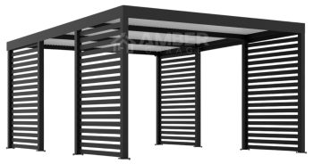 CarPort PREMIUM - Wiata samochodowa - 4x5 - Antracyt - Zabudowa - AG1040
