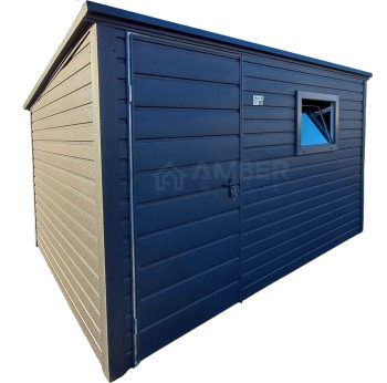 Schowek - domek ogrodowy 3,5x2,5m - Drzwi - okno - antracyt - dach spad w tył AG1052
