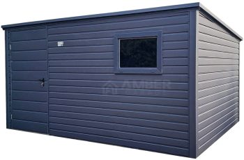 Schowek - domek ogrodowy 3,5x2,5m - Drzwi - okno - antracyt - dach spad w tył AG1053