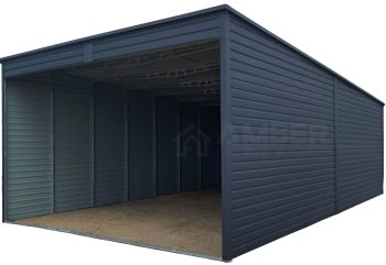 Garaż blaszany - Carport 6x8m - antracyt - dach spad w tył AG1059