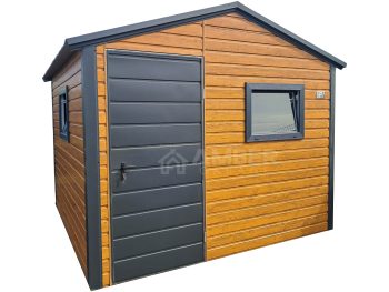 Schowek - domek ogrodowy 3x2,5m - drzwi - 2x okno - jasny orzech - drewnopodobny - dach dwuspadowy AG1075