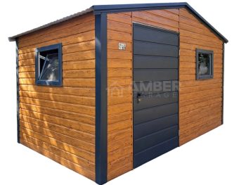Schowek - domek ogrodowy 3x2m - drzwi - 2x okno - jasny orzech - drewnopodobny - dach dwuspadowy AG1081