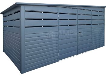 Wiata śmietnikowa - Schowek 4,5x2m - brama dwuskrzydłowa - Antracyt - dach spad w bok AG1105