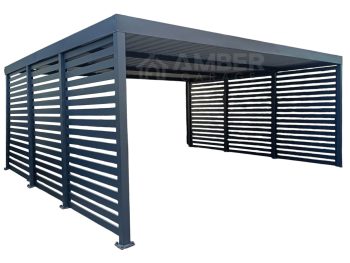 CarPort PREMIUM - wiata samochodowa zabudowana - 6x6 - antracyt AG1113