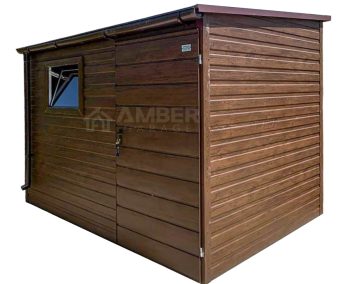 Schowek - domek ogrodowy 3x2m - drzwi - okno - ciemny orzech - dach spad w przód - rynna AG1129