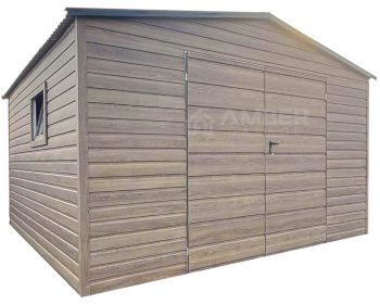 Schowek - domek ogrodowy 4x3m - brama dwuskrzydłowa - okno - winchester - drewnopodobny - dach dwuspadowy AG1133