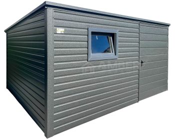 Schowek - domek ogrodowy 3x3m - drzwi - okno - antracyt - dach spad w tył AG1202