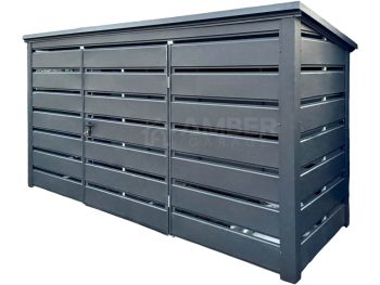 Wiata śmietnikowa - schowek 3x1m - antracyt - dach spad w tył AG1207