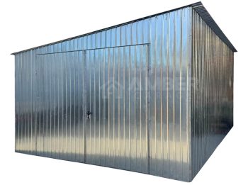 Garaż blaszany 4x5m - brama dwuskrzydłowa - ocynk - spad w bok AG1210
