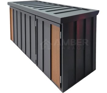 Zabudowa koszy na śmieci - wiata śmietnikowa - obudowa kubłów - 177x65x110 cm - 3x120L - antracyt + jasny orzech AG1221