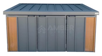 Zabudowa koszy na śmieci - wiata śmietnikowa - obudowa kubłów - 177x65x110 cm - 3x120L - antracyt + jasny orzech AG1222