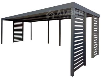 Carport PREMIUM - Wiata samochodowa zabudowana - 7x3 - antracyt AG1229