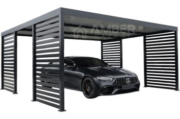 CarPort PREMIUM - wiata samochodowa zabudowana - 5,8x5,5 - antracyt AG1244