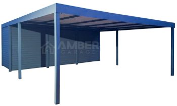 Carport PREMIUM z pomieszczeniem gospodarczym - Wiata samochodowa 7x5m - antracyt - spad w bok AG1250