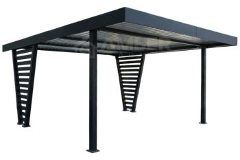 Carport V PREMIUM 4,8x5m - Wypełnienie panelami - Wiata samochodowa - antracyt AG1258