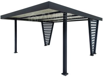 Carport V PREMIUM 4x5m - Wypełnienie panelami - Wiata samochodowa - antracyt AG1261