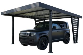 Carport V PREMIUM 5x4,7m - Wypełnienie panelami - Wiata samochodowa - antracyt AG1264