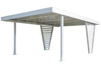 Carport V PREMIUM 4x4,8m - Wypełnienie panelami - Wiata samochodowa - biały AG1268