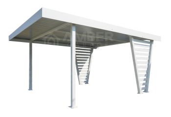 Carport V PREMIUM 4x5m - Wypełnienie panelami - Wiata samochodowa - biały AG1269