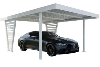 Carport V PREMIUM 4x5m - Wypełnienie panelami - Wiata samochodowa - biały AG1270