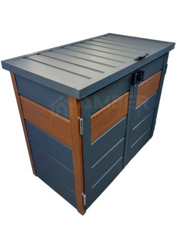 Zabudowa koszy na śmieci - wiata śmietnikowa - obudowa kubłów - 120x65x110 cm - 2x120L - antracyt + złoty dąb AG595