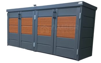 Zabudowa koszy na śmieci - wiata śmietnikowa - obudowa kubłów - 235x65x110 cm - 4x120L - antracyt + jasny orzech AG600