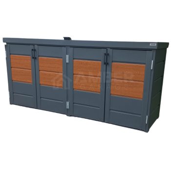 Zabudowa koszy na śmieci - wiata śmietnikowa - obudowa kubłów - 235x65x110 cm - 4x120L - antracyt + jasny orzech AG601