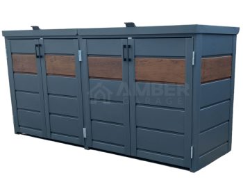 Zabudowa koszy na śmieci - wiata śmietnikowa - obudowa kubłów - 275x80x120 cm - 4x240L - antracyt + ciemny orzech AG605