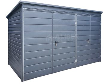 Schowek - Domek Ogrodowy 3,5x2m 2x Brama Dwuskrzydłowa -Antracyt - Dach Spad w tył AG717
