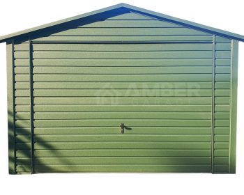 Garaż Blaszany 3,5x6m Brama Uchylna - Zielony - Dach Dwuspadowy AG727