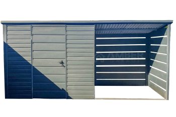 Schowek - Domek Ogrodowy - 2,5x1,5m + Wiata 2,2m - Drzwi - Antracyt - Dach spad w tył AG730