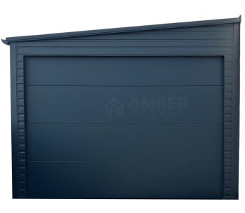 Garaż Blaszany 4x6m - Brama Segmentowa - Antracyt - Dach spad w bok AG855