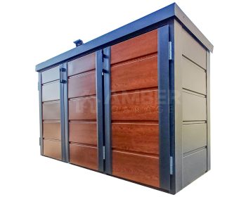 Zabudowa koszy na śmieci - wiata śmietnikowa - obudowa kubłów - 207x80x120 cm - 3x240L - Antracyt / Jasny Orzech AG954