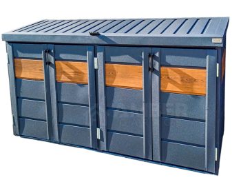 Zabudowa koszy na śmieci - wiata śmietnikowa - obudowa kubłów - 235x65x110 cm - 4x120L - antracyt + jasny orzech AG958