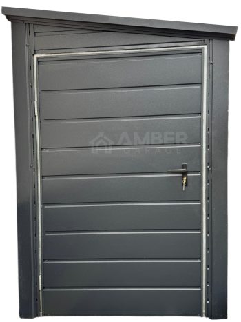 Schowek - domek ogrodowy 1,4x4m - 2x Drzwi - antracyt - dach spad w bok AG960