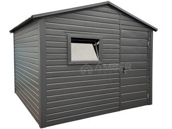 Schowek - domek ogrodowy 3x3m - Drzwi - okno - antracyt - dach dwuspadowy AG967