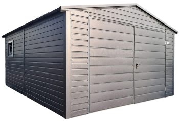Schowek - domek ogrodowy 4x6m - Brama dwuskrzydłowa - okno - antracyt - dach dwuspadowy AG971
