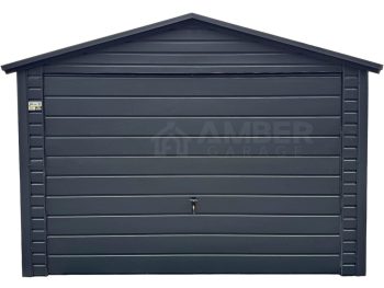 Garaż blaszany 3,5x6m - Brama uchylna - Antracyt - dach dwuspadowy AG973