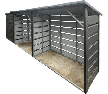 Drewutnia 5x1m - Wiata Śmietnikowa - antracyt - dach spad w tył - ścianka działowa AG1233